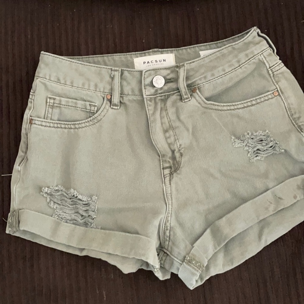 Green Pacsun Shorts. Hi rise. Light green. first picture more accurate of color